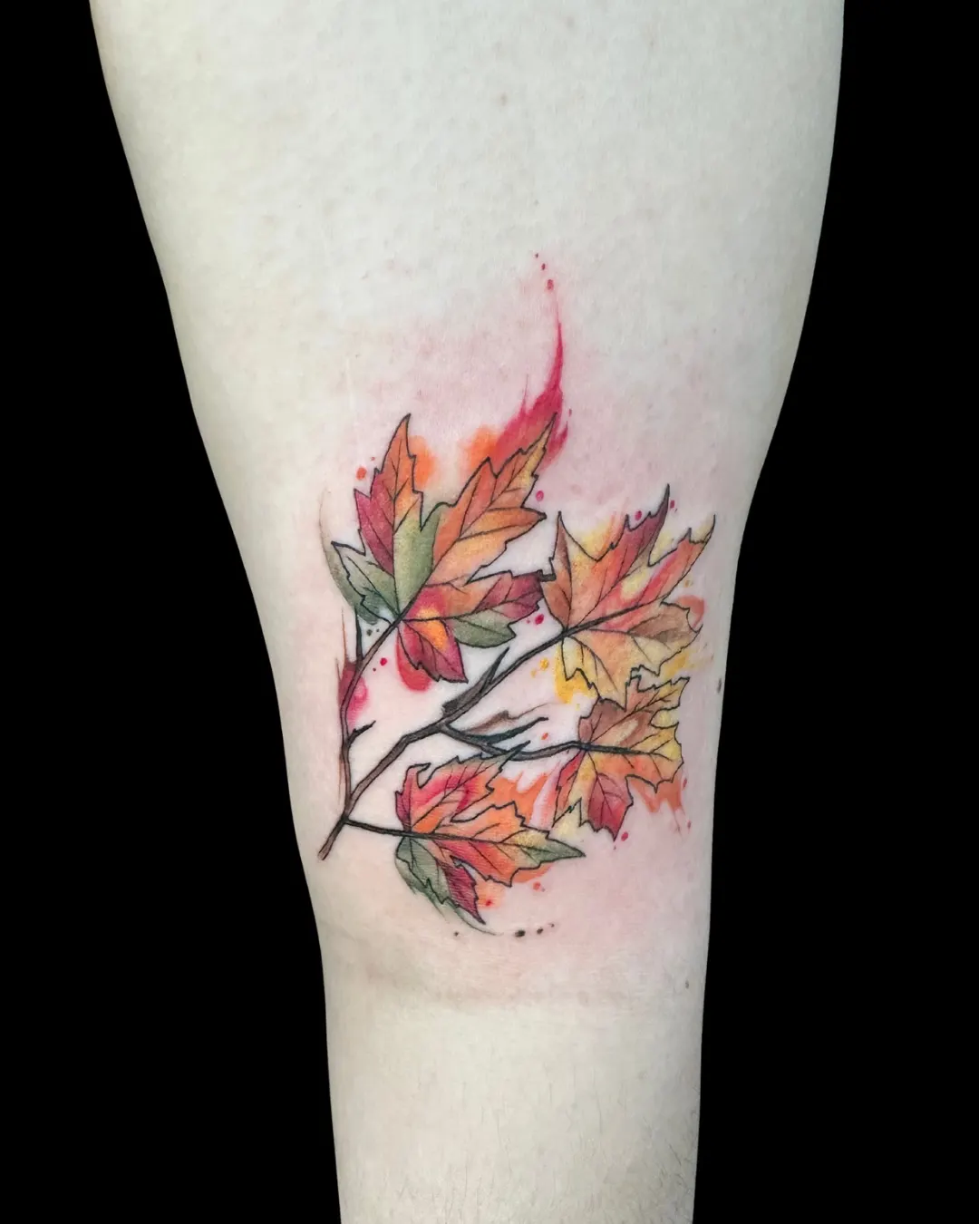 Fall leaves watercolor tattoo by Lacey Rawson