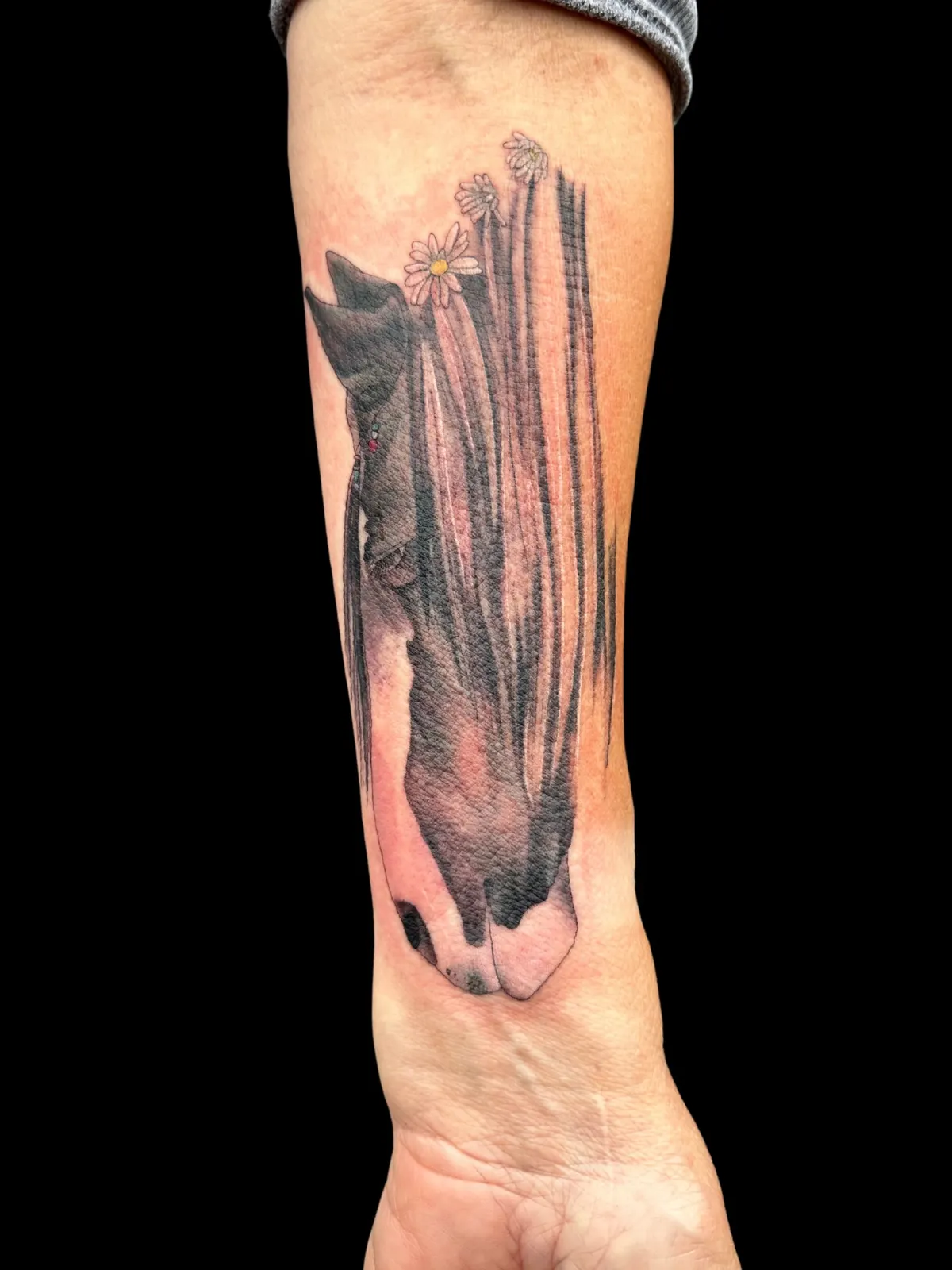 Black abstraction tattoo by Lacey Rawson